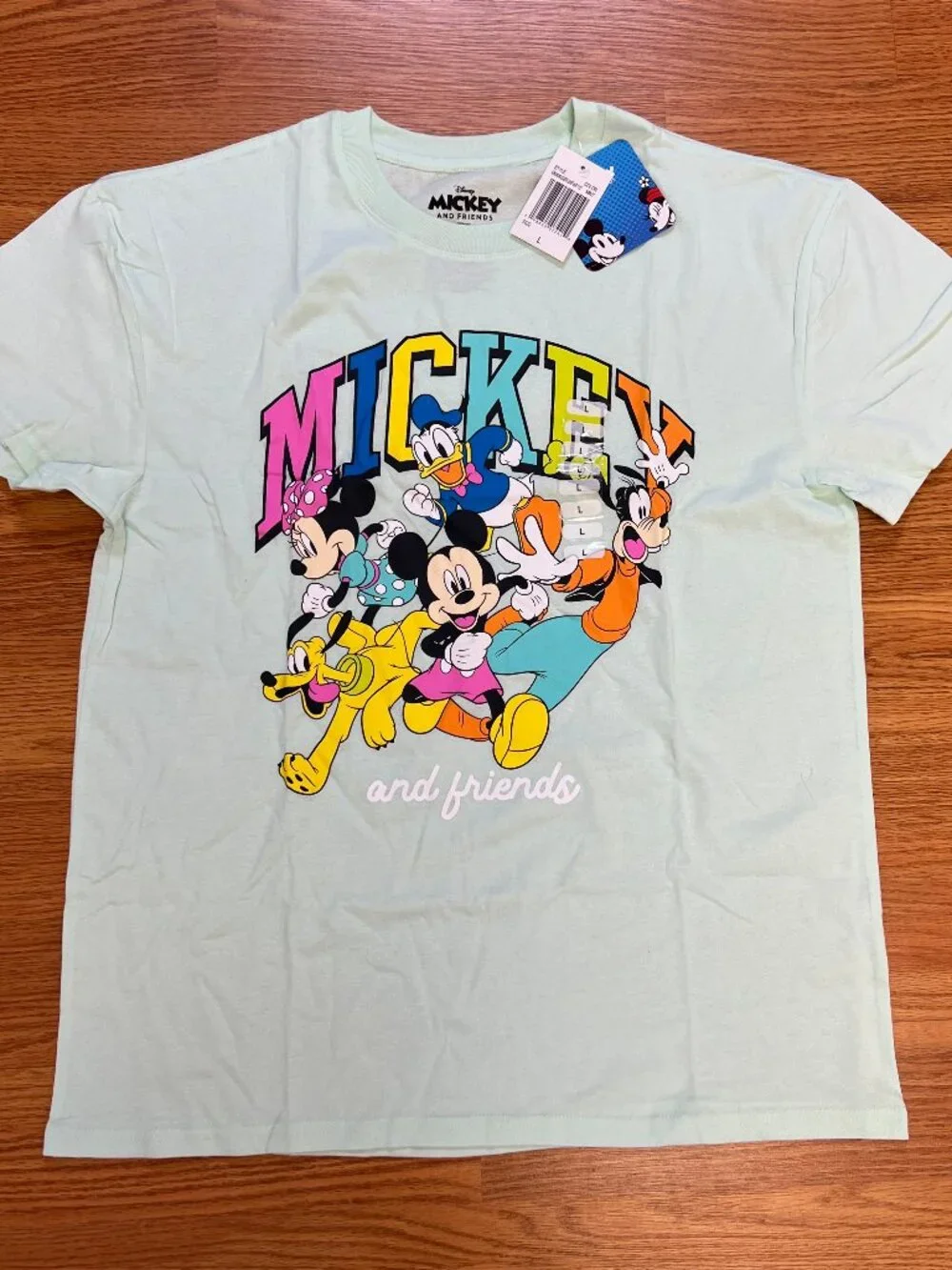 Disney Mickey Mouse & Friends T-Shirt Mens Large Mint Green Graphic Tee NWT